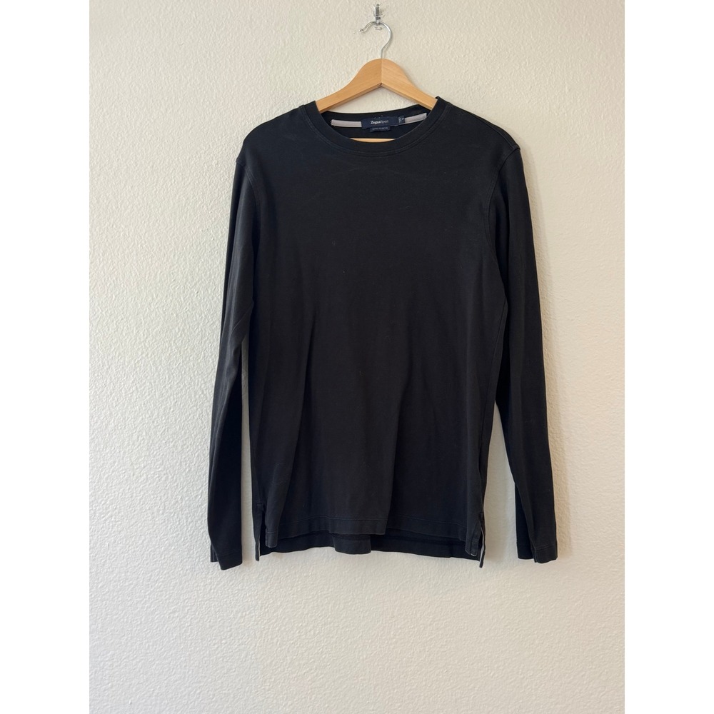 Zegna Sport Long Sleeve T-Shirt Cotton Crew Neck Small Black Good Cond‎